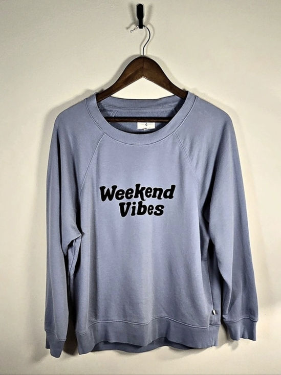 Lou & Grey Tops - Lou & Grey Weekend Vibes Slate Blue French Terry Raglan Sweatshirt Sl